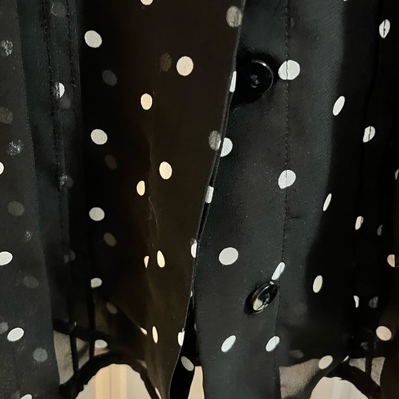 Worthington Black Polkadot Sheer Blouse |Size Small - Picture 3 of 4
